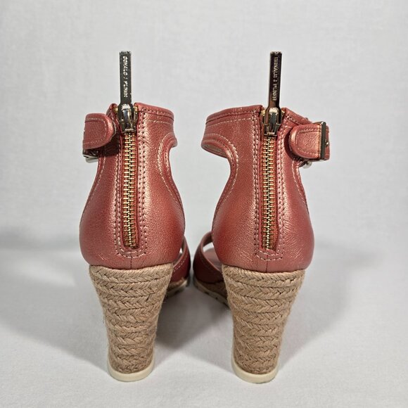 DONALD J PLINER Brook Metallic Coral Leather Ankle Espadrille Wedge Sandal 8.5 M - Picture 6 of 17